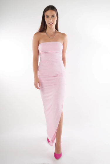 Magasinez la robe bustier élégante avec fente de la nouvelle collection de la Boutique Colori - Shop the elegant bustier dress with slit from new collection from Boutique Colori
