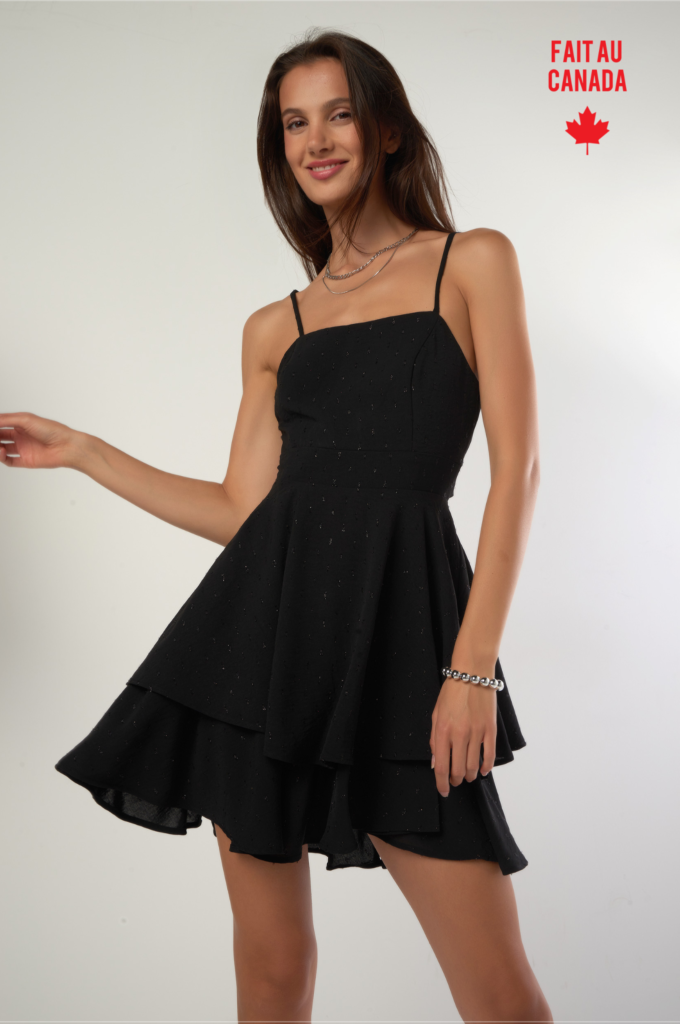 Christmas ruffled dress - JAMIRA-CLIP - (R-C2) - NOIR / M/M Christmas ruffled dress - JAMIRA-CLIP - (R-C2) - NOIR / M/M