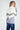 Boutique Colori Vêtements pour femme SHERI - Chandail côtelé à blocs de couleurs couleur gris, blanc et bleu - Fait au Québec Fait à Montréal Fait au Canada