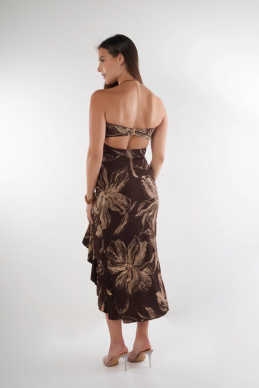 Magasinez la robe bustier élégante avec fente de la nouvelle collection de la Boutique Colori - Shop the elegant bustier dress with front slit from new collection from Boutique Colori
