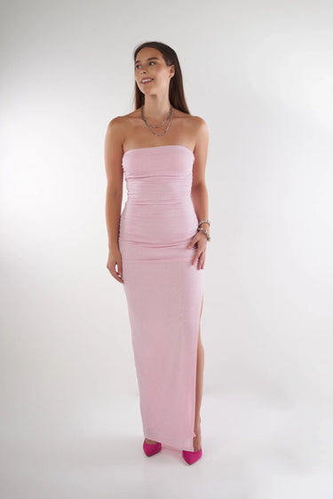 Magasinez la robe bustier élégante avec fente de la nouvelle collection de la Boutique Colori - Shop the elegant bustier dress with slit from new collection from Boutique Colori