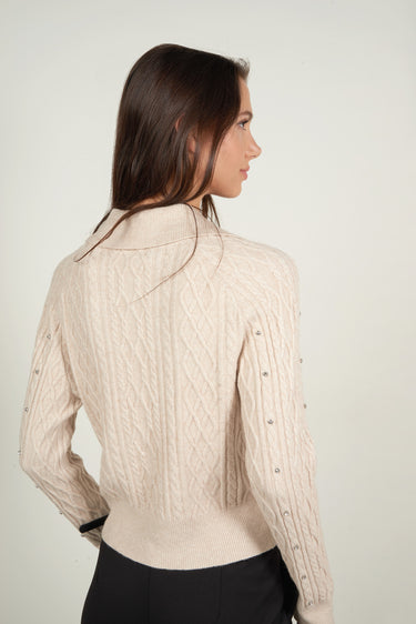 Magasinez le cardigan torsadé avec pierres de Colori - Shop the cable-knit cardigan with stones from Colori