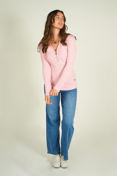 Magasinez le chandail côtelé avec fermeture éclair de Colori - Shop the ribbed zipper sweater from Colori
