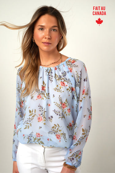 Magasinez le haut imprimé en chiffon de Colori - Shop the printed chiffon top from Colori 