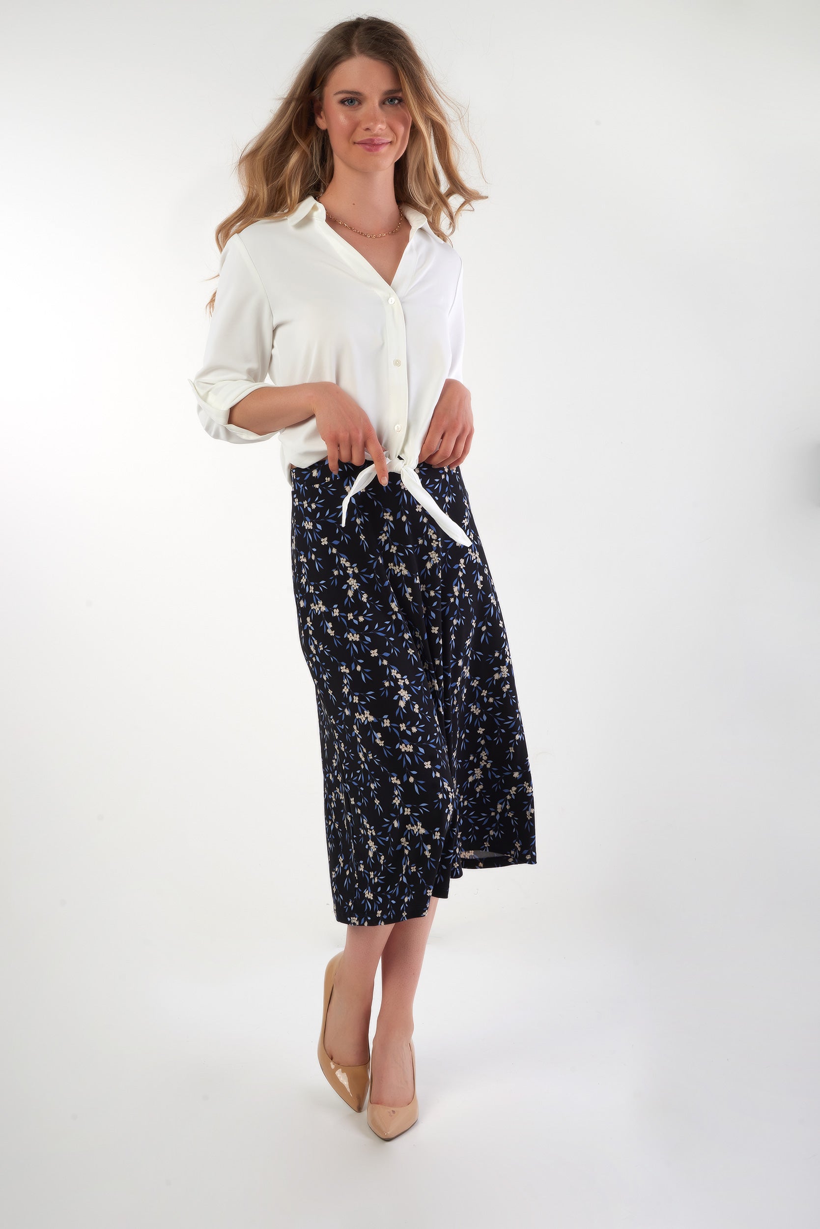 Jupe Midi Femme Ceinture Elastiquée Bleu | tbs Jupe Midi Femme Ceinture Elastiquée Bleu | tbs