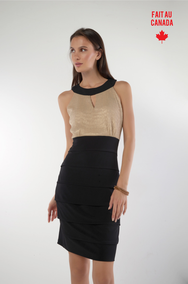 Magasinez la robe mini avec haut brillant de Colori - Shop the shiny top mini dress from Colori